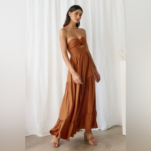Fortunate One Let’s Fly Away Maxi Dress in Tan Medium - Picture 2 of 5